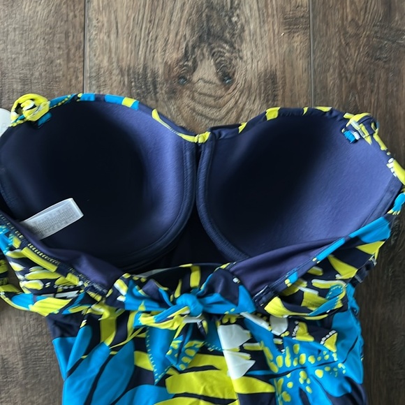 NWT Coco Reef Tankini Floral Top Size 36 C Rollover Bottom Size Medium High Rise - Picture 10 of 16